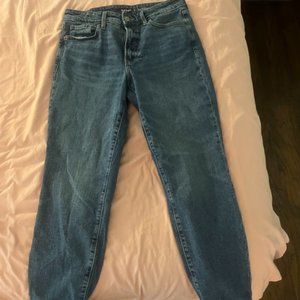 High Rise Straight Leg Blue Jeans